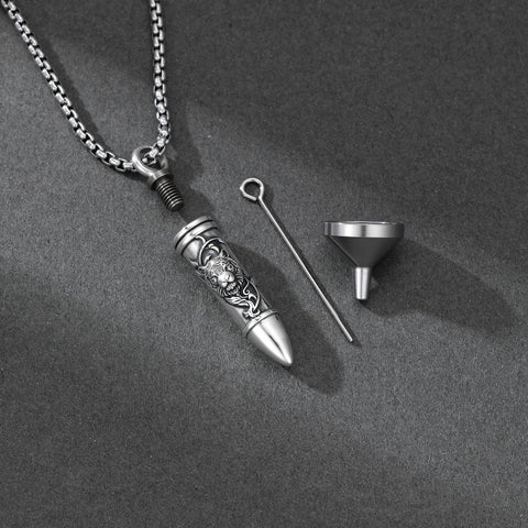 Sterling Silver Animal Angel Wings Pet Jesus Bullet Urn Necklaces for Ashes for Men