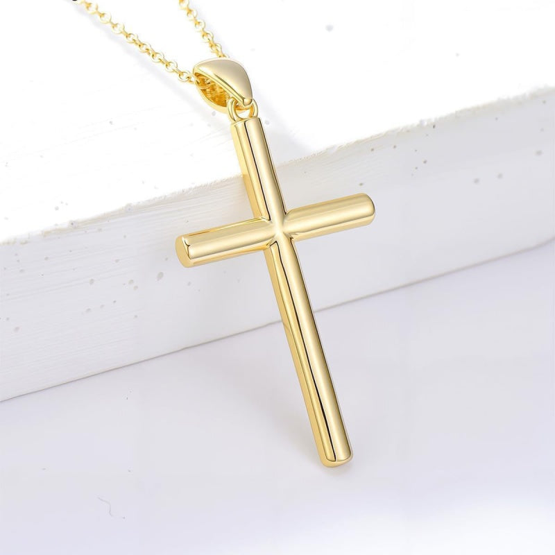 14K Gold Plated Cross Pendant Necklace for Women