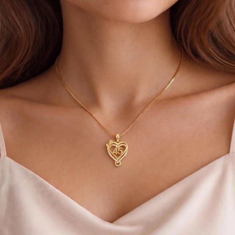 14K Gold  Plated Birthday Anniversary Rose Heart Pendant Necklace for Women