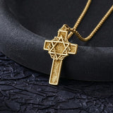 14K Gold Plated Cross Pendant Necklace for Men Religious Jewelry Christian Gift