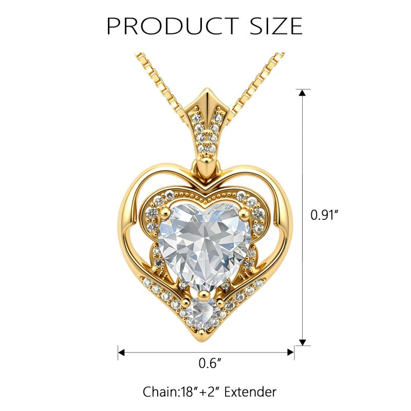 14K Gold Plated Birthstone Double Heart Pendant Necklace Love Jewelry Anniversary Birthday Mother's Day Valentine's Day Gift