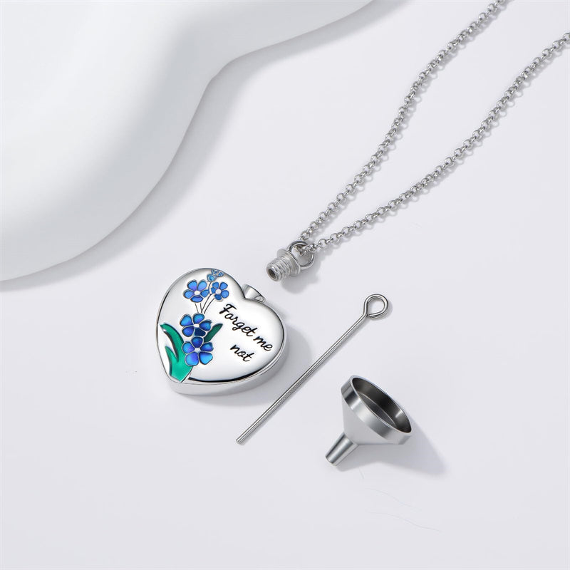 Sterling Silver Forget Me Not Urn Necklaces for Ashes