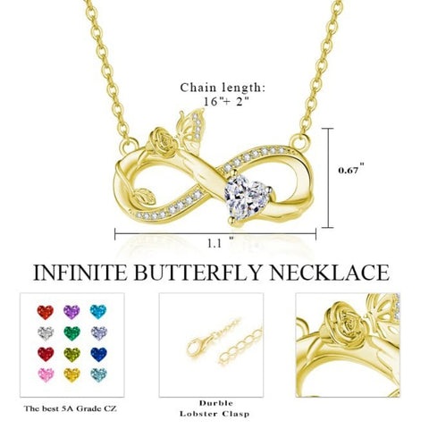 14K Gold Plated Birthstone Butterfly Necklace for Women Ideal Gift for Anniversary Christmas Birthday