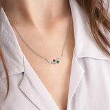 Sterling Silver Personalized Birthstone Name Wave Pendant Family Necklace