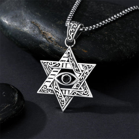 Sterling Silver Star of David Chai Cross Evil Eye Lion of Judah Menorah Tree of Life Protection Pendant Necklace