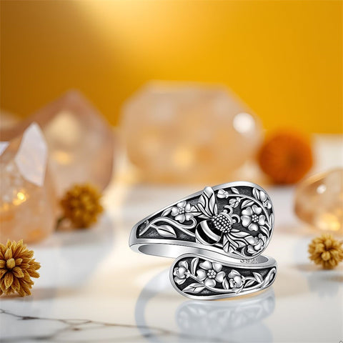 Sterling Silver Oxidized Dragonfly Butterfly Hummingbird Sea Turtle Anchor Cross Tree of Life Sunflower Spoon Ring