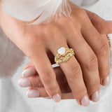 Sterling Silver 10K 14K 18K Gold Heart Moss Agate Opal Cubic Zirconia Promise Rings For Women