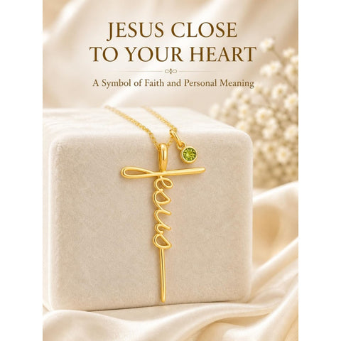 14K Gold Plated Birthstone Faith Cross Necklace for Women Christian Catholic Protection Jewelry