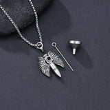 Sterling Silver Animal Angel Wings Pet Jesus Bullet Urn Necklaces for Ashes for Men