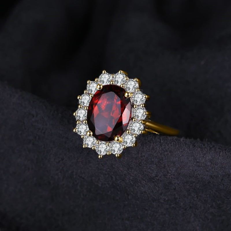 14K Yellow Gold Plated Birthstone Halo Engagement Rings for Women