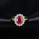 14K Yellow Gold Plated Birthstone Halo Engagement Rings for Women
