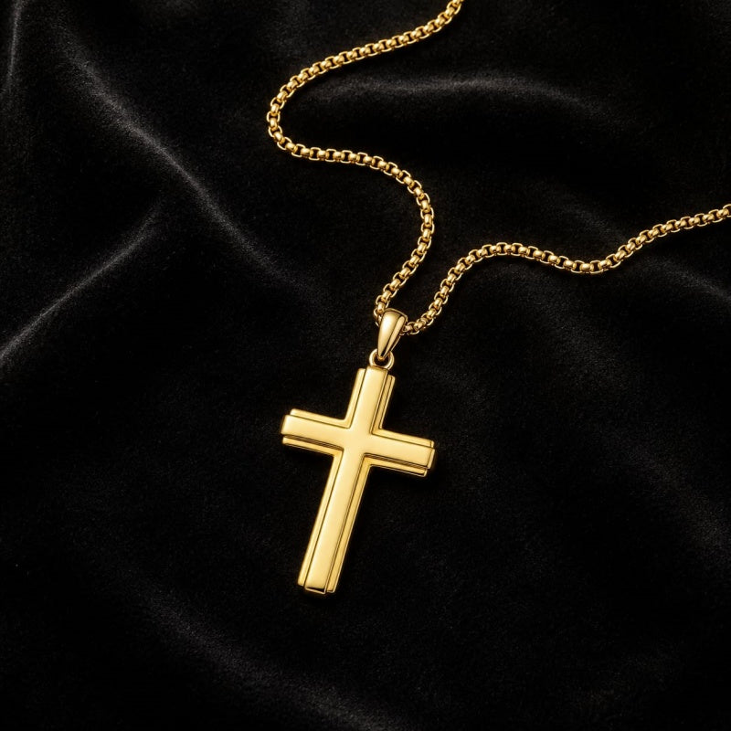 Cross Pendant Necklace  14K Gold Plated Christian Faith Jewelry