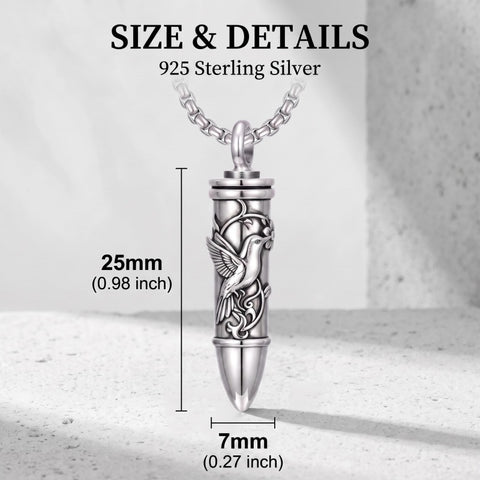 Sterling Silver Animal Angel Wings Pet Jesus Bullet Urn Necklaces for Ashes for Men