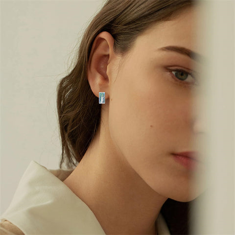 Sterling Silver Abalone Shell Mountain Cat Dog Fox Dragonfly Hummingbird Earring