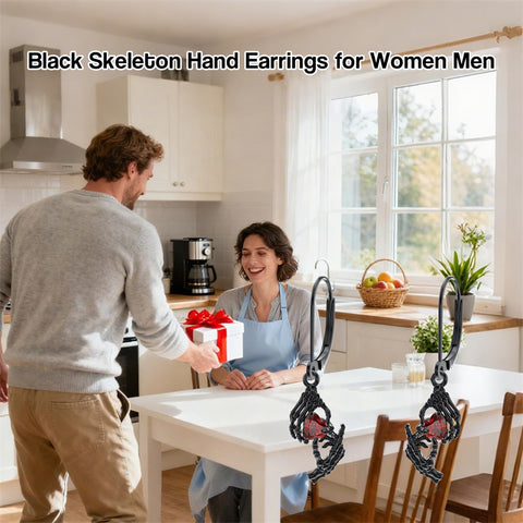 Sterling Silver Cubic Zircon Skull Leverback Earrings