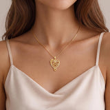 14K Gold  Plated Birthday Anniversary Rose Heart Pendant Necklace for Women