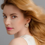 14K Gold Plated V-Shaped Cubic Zirconia Hoop Earrings for Women