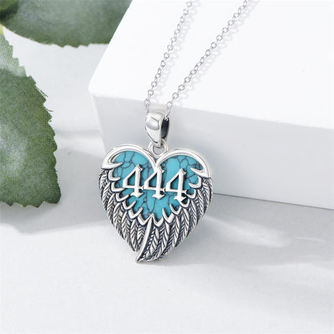 Sterling Silver Turquoise Angel Number 11:11 111 333 444 Pendant Necklace