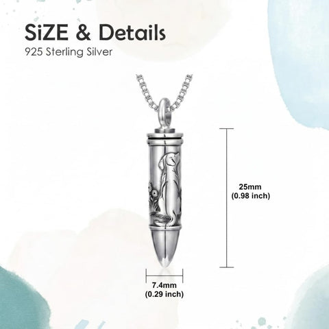 Sterling Silver Animal Angel Wings Pet Jesus Bullet Urn Necklaces for Ashes for Men