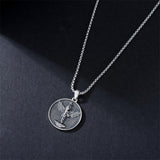 Sterling Silver Crown of Thorns Jesus St Benedict St Michael Pendant Necklace