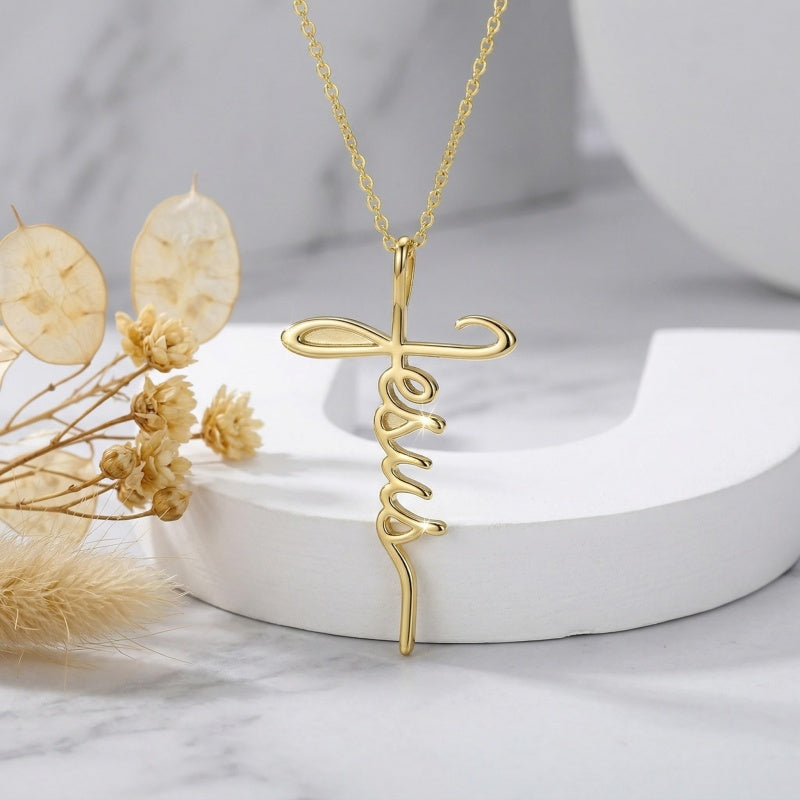 14K Gold Plated Cross Necklace for Women