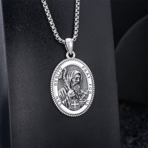 Sterling Silver Saint Joseph St Michael Saint Peter Saint Christopher Religious Pendant Necklace