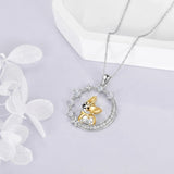 Sterling Silver Cubic Zirconia Raccoon Cat Dog Corgi Otter Highland Cow Pendant Necklace Gift for Birthday Christmas