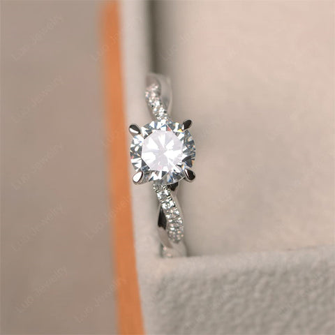 Sterling Silver 7x7mm Round Cut Gemstone Twist Infinity Engagement Ring for Women