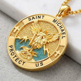 Christian Religious Medal Amulet 14K Gold Plated Pendant  Necklace