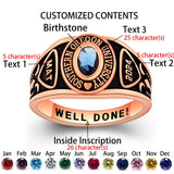 Sterling Silver Personalized Birthstone Engraved Class Rings for Women Graduation Gift