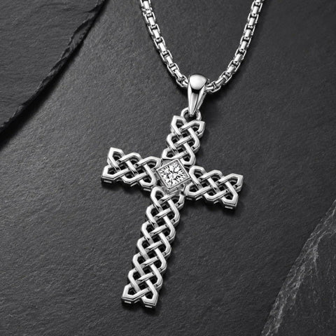 14K Gold Plated Celtic Vikin Cross Pendant Necklace Irish Jewelry Religious Protective Gift