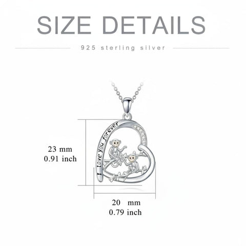 Sterling Silver Mother Daughter Squirrel Monkey Butterfly Bee Owl Necklace Engraved I Love You Forever