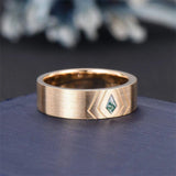 Sterling Silver Personalized Engraved Kite Moss Agate Wedding Ring Promise Ring for Men
