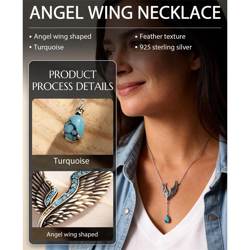 Sterling Silver Turquoise Butterfly Angel Wing Bee Hummingbird Pendant Necklace