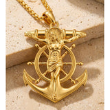 Christian Religious Medal Amulet 14K Gold Plated Pendant  Necklace