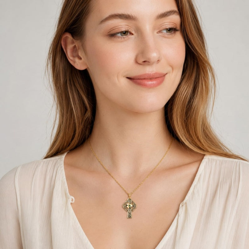 14K Gold Plated Cross Necklace for Women