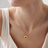 14K Gold Plated Lab-Grown Emerald Pendant Necklaces for Women