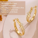 14K Gold Plated Cross Hoop Earrings  for Women Birthday Mothers Day Christmas Jewelry Gift