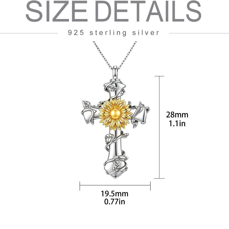 Sterling Silver Cross Hummingbird Cardinal  Rose Sunflower Urn  Necklace for Ashes Cremation Jewelry