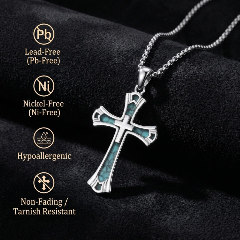 14K Gold Plated Cross Pendant Necklace Protection Jewelry Religious Gift
