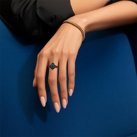 Sterling Silver 3.0CT Pear-Shaped Wedding  Engagement Ring Set For Women