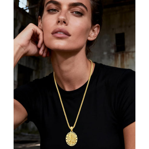 Patron Saint Medals Protection  14K Gold Plated Necklace for Men