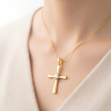 Minimalist Cross Pendant Necklace 14K Gold Plated for Women Faith Jewelry Religious Gifts