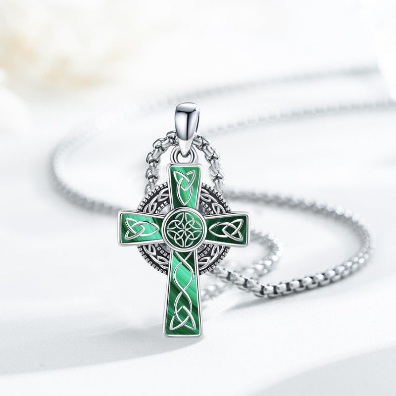 14K Gold Plated Celtic Vikin Cross Pendant Necklace Irish Jewelry Religious Protective Gift