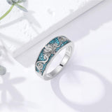 Sterling Silver Turquoise Butterfly Lotus Pet Paw Ring for Women