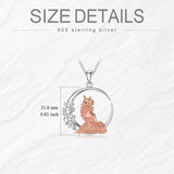 Sterling Silver Fox Moon Pendant Necklace