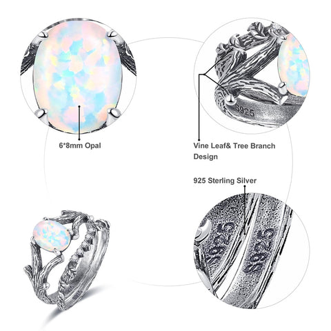 Sterling Silver Moss Agate Moonstone Branch Engagement Wedding Promise Ring  for Her