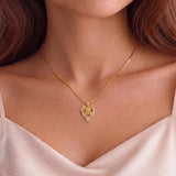 14K Gold  Plated Birthday Anniversary Rose Heart Pendant Necklace for Women