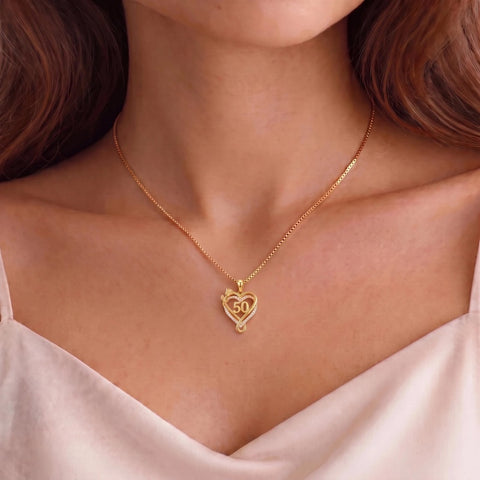 14K Gold  Plated Birthday Anniversary Rose Heart Pendant Necklace for Women