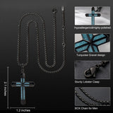 14K Gold Plated Turquoise Malachite Cross Necklace for Men Christianity Cross Jewelry
